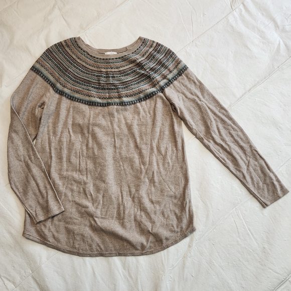 J. Jill Tan and Blue Patterned Knit Sweater - Picture 2 of 6